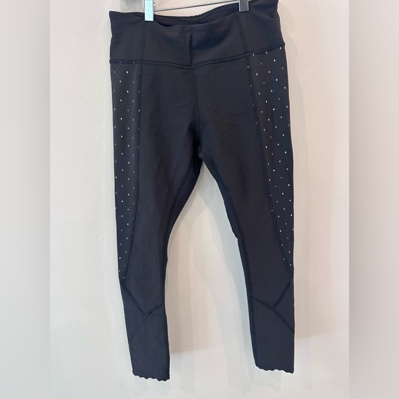 Lululemon Fast and Free Scalloped Hem Foil Diamond Leggings – Size 4 - Picture 1 of 6